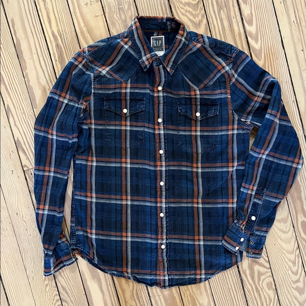 Gap Denim Western Plaid Snap Button Shirt